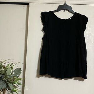 Women's Black Ruffle Sleeve Top